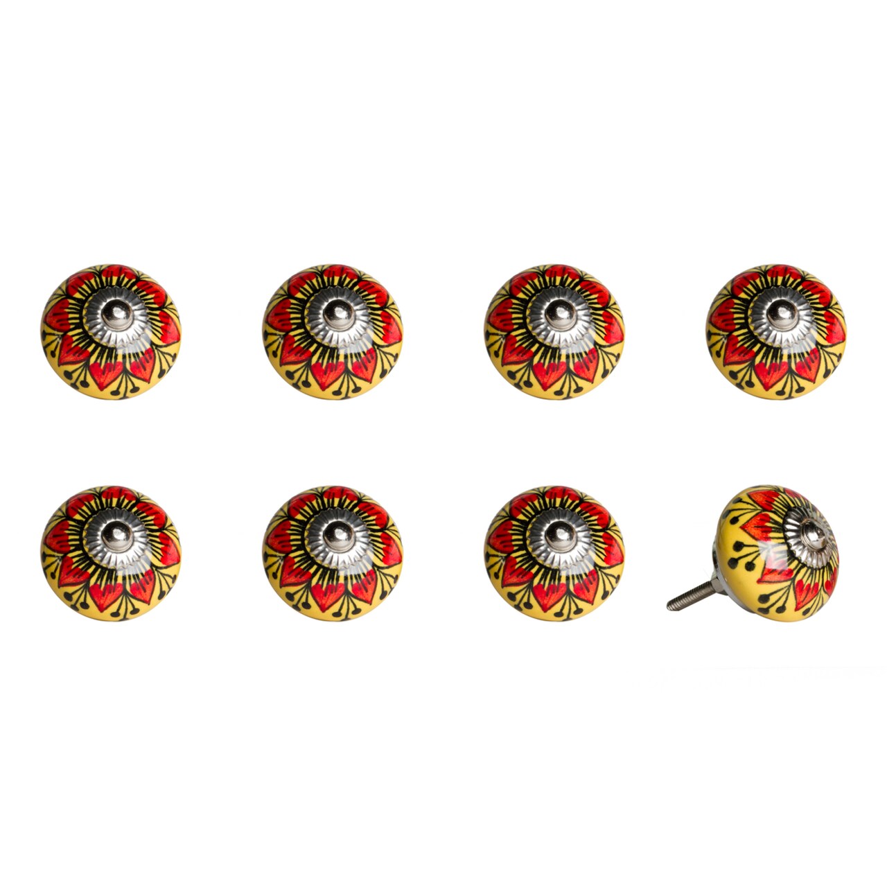 Knob-It Vintage Cabinet Drawer Knobs 8-Piece Set Hand Painted Bohemian 21"